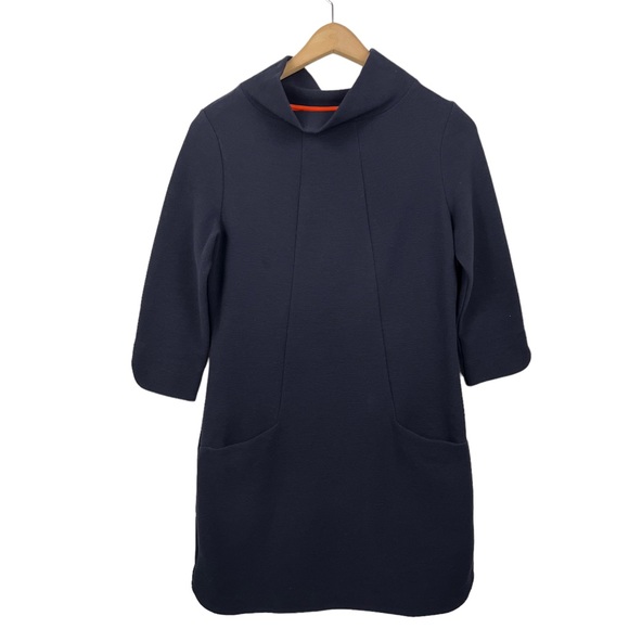 BODEN Jasmine Ottoman Ponte Long Sleeve Dress in navy - Picture 4 of 12